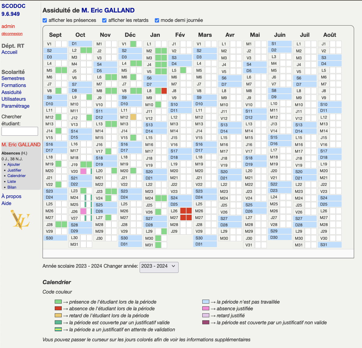 calendrier des
absences