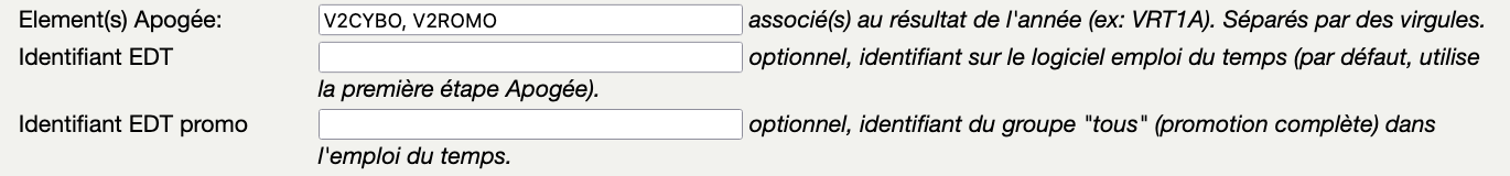 Configuration de l'edt_id