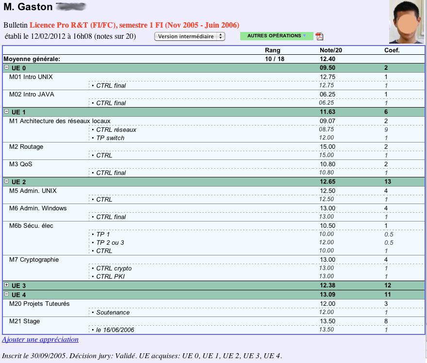 bulletin de note web